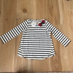 Mud Pie Striped Long Sleeve Tee with Red Bow